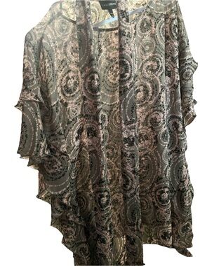 NWOT- Lane Bryant Gray Pink Sleeveless Geometric Sheer Blouse 18/20